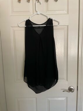 AllSaints Black Sleeveless V-Neck Chiffon Top